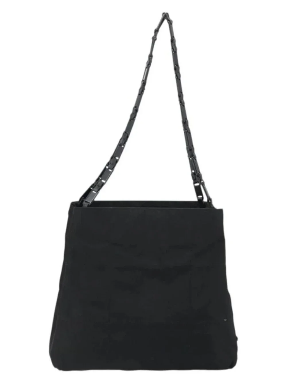 PRADA Plastic Chain Tote Bag Nylon Black Silver Auth 175266